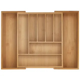 Relaxdays Ausziehbarer Besteckkasten Bambus 44,5 x 5 x 33,5 cm