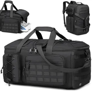 3 in 1 Herren Gym Tasche mit Schuhfach & Rucksackfunktion Sporttasche | 50L/65L Sportrucksack, 900D Nylon Reisetasche Handgepäck mit Nassfach Sport Tasche für Sauna Training Fitness Weekender