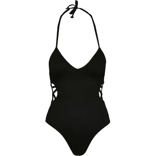 URBAN CLASSICS Damen Ladies Rib Swimsuit Badeanzug, Black, XXL