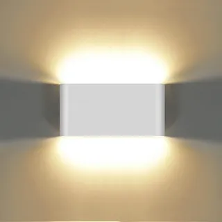 KAWELL 12W Modern Wandlampe LED Wandleuchte Up Down Aluminium Wandbeleuchtung Wasserdicht IP65 Innen Außen für Schlafzimmer Badezimmer Wohnzimmer Flur Treppen Korridor, Weiß 3000K