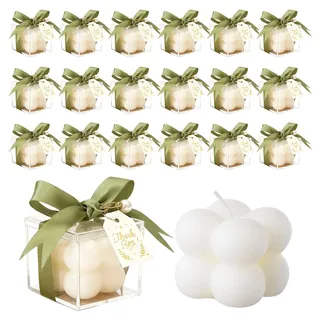20 Stück Bubble Kerzen, Duftkerzen mit Acrylboxen, Bändern und Geschenkanhängern, Kerzen-Gastgeschenke für Hochzeit, Brautparty, Babyparty, Geburtstagsfeier