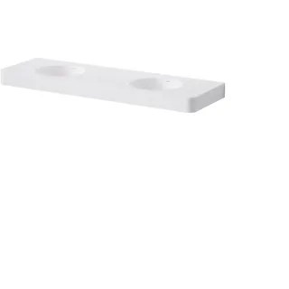 Steinberg Serie 449 Wand-Doppelwaschtisch, 2 Hahnlöcher, mit Überlauf, 1500x480mm, Mattweiß, 4497200W