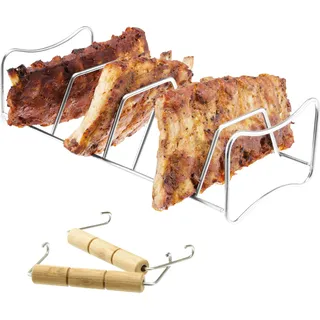 bremermann Spare Ribs- und Bratenhalter, 2in1, aus Edelstahl mit Tragegriffen