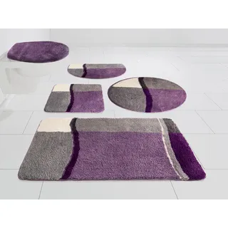 my home Badematte »Belio, Badvorleger, Badezimmer Teppich« Höhe 20 mm rutschhemmend beschichtet fußbodenheizungsgeeignet   schnell trocknend   strapazierfähig Badematte, Badteppich, Badematten auch als 2 tlg. Set erhältlich, bunt, lila