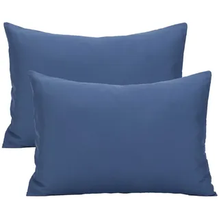 Winmany 2 Stück Baby-Kinder-Kissenbezüge, Kleinkind-Kissenbezug, weich, atmungsaktiv, Umschlag-Stil für Jungen und Mädchen, Bettwäsche, Kinderbett, 49 x 36 cm, maschinenwaschbar (Marineblau)
