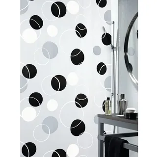 Spirella Duschvorhang Bubble 180 x 200 cm weiß schwarz