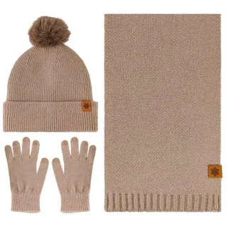 Damen-Winter-Outdoor-Set, 3-teilig, Kaki, gebreid, fluweelzart - Grün
