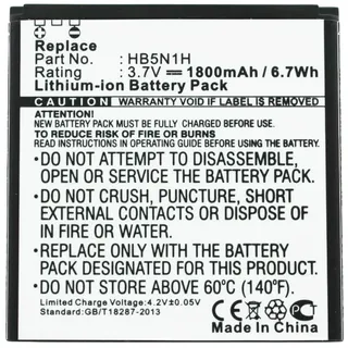 AccuCell Akku passend für Huawei Ascend, Phoenix, HB5N1, HB5N1H 1800mAh