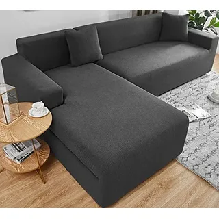 uyeoco Sofa Überzug Sofabezug L U Form Grau/Braun Couchbezug Sofahusse Rechts/Links Sofa Couch Hussen 1 2 3 4 Sitzer Ecksofa Stretch Eckcouch L-vormig Bezug L-Förmige Sofabezüge