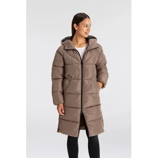 ONLY Steppmantel »ONLAMAND – Langer Puffercoat mit 2-Wege-Reißverschluss« lässig geschnitten, modisch, Steppware, Materialmix, hochschließend, braun