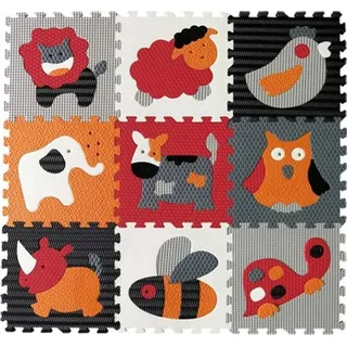 BABY GREAT Schaumstoffpuzzle Tiere grau-rot SX (30x30)