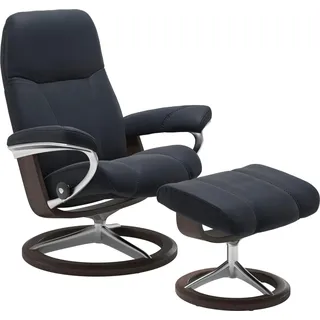 Stressless Relaxsessel Consul Baumwolle 91 x 102 x 79 cm Blau mit Hocker