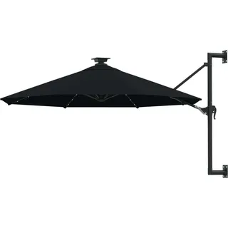 Sonnenschirm zur Wandmontage mit LEDs 300 cm Schwarz - Schwarz