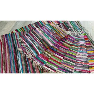 Kottig Fleckerl Handweb Teppich Kufstein Multicolor Flickenteppich Handwebteppich Fleckerlteppich 9 Größen 40x60, 60x120, 70x140, 90x160, 90x250, 90x340, 130x200, 170x240, 200x300 cm (90x250)