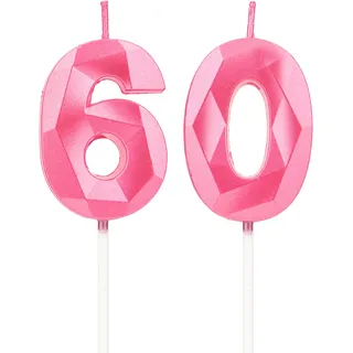 DTXLX Pink Zahl 60 Geburtstagskerzen Kuchen Deko | Zahlen, 3D, Rosa, für, geburtstagsdeko, Kinder, Partys, Hochzeiten, Firmenfeiern, Jubiläen