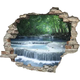 Queence "Fluss", Wandsticker, Wandbild, selbstklebend, 3D, Wanddurchbruch,