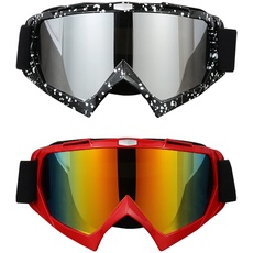 Liuer Motocross Brille, 2PCS Motorradbrille,Crossbrille,Winddicht Motorradbrille mit Schwammschicht für Damen Herren,Motorradbrille für Brillenträger Überbrille Schutzbrille Pilotenbrille
