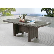 Bild Gartentisch »LUNA«, Polyrattan, 165x100x75cm rechteckig, mit aufgelegter Glasplatte, grau