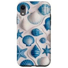 Hülle für iPhone XR Blaue Muschel Seestern Ozean Strand Meer Niedliches Grafikdesign