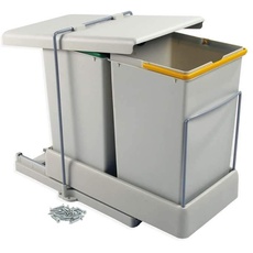 Emuca 8077221 8077221 Container für Reciclaje Fijación Inferior y Extracción Automática Con 2 Vasen à 14 Liter