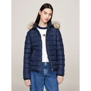 Tommy Hilfiger Tommy Jeans Damen, Pufferjacke Basic Hooded Down Jacket mit Kapuze, blau (Dark night navy), S - S