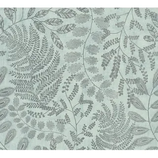 A.S. Création Vliestapete Blätter Blau Silber