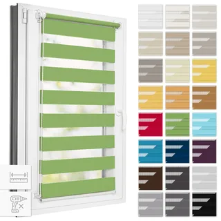 Estika Doppelrollo Klemmfix ohne Bohren, Breite alle 1 cm - 83 cm x 120 cm - Grün - Tag und Nacht Duo Rollo, Rollos für Fenster ohne Bohren, Fenster Sichtschutz
