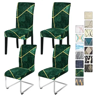 Alishomtll Stretch Stuhlbezug 4er/6er Set Grün Stuhlhussen Schwingstuhl Elastische Stuhlhussen Abnehmbarer Waschbarer Esszimmerstühle Bezüge für Restaurant Hotel Bankett (Grün, 4 Stück)