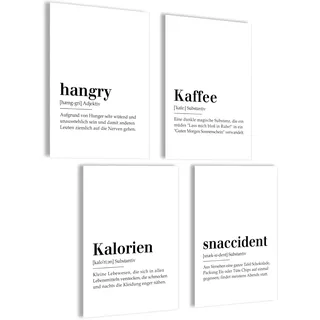 mojoliving Moderne Bilder Küche Poster Set Bilder schwarz weiß Deko Küche Wandbilder Aesthetic Poster Wohnzimmer Set Wanddeko