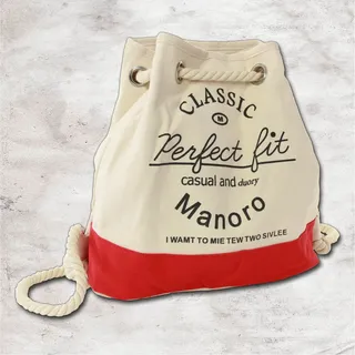 Manoro Canvas Rucksack Tasche Damen Herren Handtasche Beuteltasche weiß OTK216R