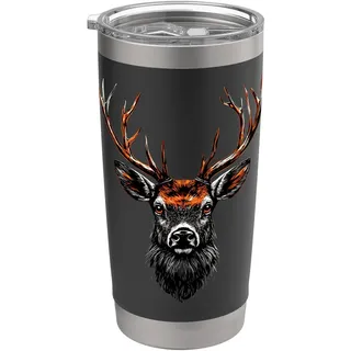 Hirsch Geweih Jagd Reh Rentier Rothirsch Hirschgeweih Jäger Doppelwandiger Edelstahl-Thermobecher