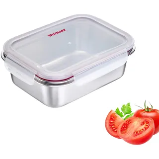 Westmark Edelstahl Lunchbox – Auslaufsichere Brotdose – Mikrowellen- & Ofenfest, BPA-frei – Bento Box für Schule, Arbeit & Kita – Silber, 1300 ml