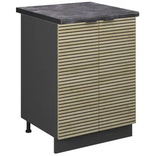 Vicco Küchenunterschrank Fame-Line Eiche Paneel 60 cm , AP Anthrazit , Eichefarben, Anthrazit , Holzwerkstoff , 2 Fächer , Quadratisch , 60x82x60 cm , Küchen, Küchenmöbel, Küchenschränke, Küchenunterschränke