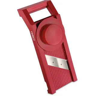 Gsd Universal-Gemüsehobel mit 2 Einsätzen, aus Kunststoff in Rot, zum Schneiden von 3 verschiedenen Scheibenstärken, Rostfreies Stahlmesser