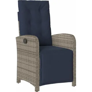 vidaXL Gartensessel mit Fußteil Verstellbar Grau Poly Rattan - Grau