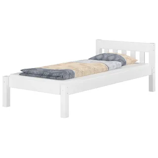 Bettrahmen Einzelbett 80x200 Futonbett Kieferbett Massivholz weiß Zubehör wählbar V-60.38-08Wohne Zubehör - Weiß