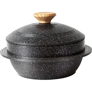 Steingut-Schüssel mit Deckel, 24 cm für Hotpot-Suppe - schwarz