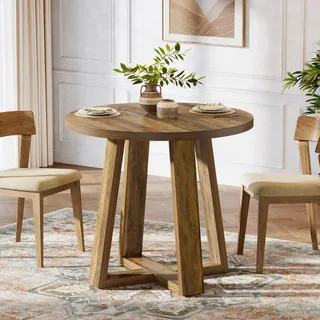 Runder Esstisch 80 cm Landhaus-Stil Rustikal Braun für 2-4 Personen - Braun