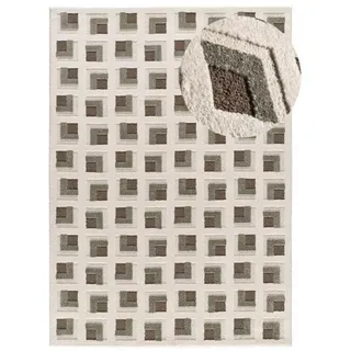 Atticgo Kurzflorteppich Braun / Weiß Candela 200/290 cm , Braun, Weiß , Textil , Grafikmuster , Rechteckig , 200x290 cm , Oeko-Tex® Standard 100 , antistatisch, für Fußbodenheizung geeignet, in verschiedenen Größen erhältlich, pflegeleicht , Teppiche und Böden, Teppiche