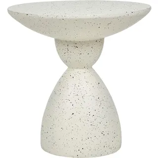 Beliani Gartenbeisttelltisch Beton cremeweiß Terrazzo Optik rund 50 cm Caffi , Weiß , Stein , Rund , 50x52x50 cm , Gartenmöbel, Gartentische, Garten-Beistelltische