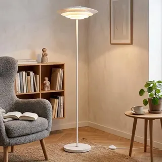 Nordlux Stehleuchte Bretagne Weiß Metall 149cm G9 mit Fußschalter Skandi-Design - Weiß