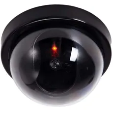 O&W Security Kamera-Attrappe Dummykamera mit Objektiv Videoüberwachung Warensicherung Überwachungskamera Fake-Camera mit rotem LED Licht täuschend echt für Wand Decke