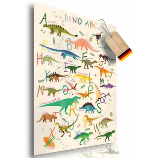 Dinosaurier ABC Lernposter für Kinder; Dino Poster XXL Kinderzimmer Dekoration & Alphabet lernen; Dino-Welt Tier-Poster Wandbild Deko Kunstdruck für Kinder 60 x 42 cm