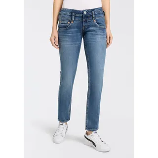 Slim-fit-Jeans HERRLICHER "Pitch Slim Denim Stretch", Damen, Gr. 26, Länge 30, blau (snake blau), Denim/Jeans, Obermaterial: 98% Baumwolle, 2% Elasthan, slim fit, Jeans Slim-fit-Jeans, mit niedriger Taille, Topseller