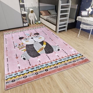 HANSE HOME Kinderteppich Adventures Panda«, rechteckig, 7 mm Höhe, Spielteppich, weich, Kinderzimmer, Kurzflor, Spielunterlage, Teppich Junge Mädchen für Spielzimmer, Jugendzimmer, Wohnzimmer - Rosa,