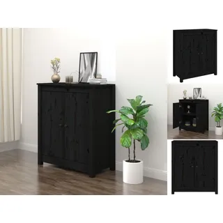 vidaXL Sideboard Schwarz 70x35x80 cm Massivholz Kiefer