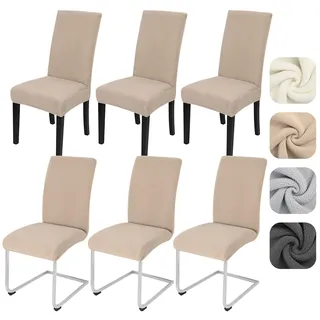 Alishomtll Stuhlhussen 6er Set Stretch Lammwollimitat Stuhlbezug für Schwingstühle Universal Esszimmerstühle Bezug Waschbar Abnehmbar Stühle Schutz für Bankett Hochzeit Hotel Restaurant (Khaki 6pcs)