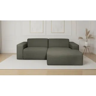 OTTO home Ecksofa »Koa, 228 cm, L-Form, Modulsofa in Cord, Chenille, Struktur, Webstoff« Designsofa, weicher Lounge-Sitzkomfort, Welleunterfederung, bodentief, grün