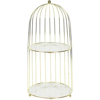 HOME DECO FACTORY, KA0269, 2-Tier Half Cage Freestanding Shelf, Elegant Gold Presentation Tray, Practical Serving Accessory for Dinners and Events, 49 cm, Gold