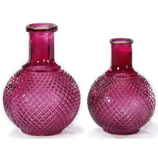 CHRISTMAS GOODS by Inge Tischvase, (Set, 2 St.), mit Rautemuster, Höhe ca. 15 cm und 18 cm, rosa